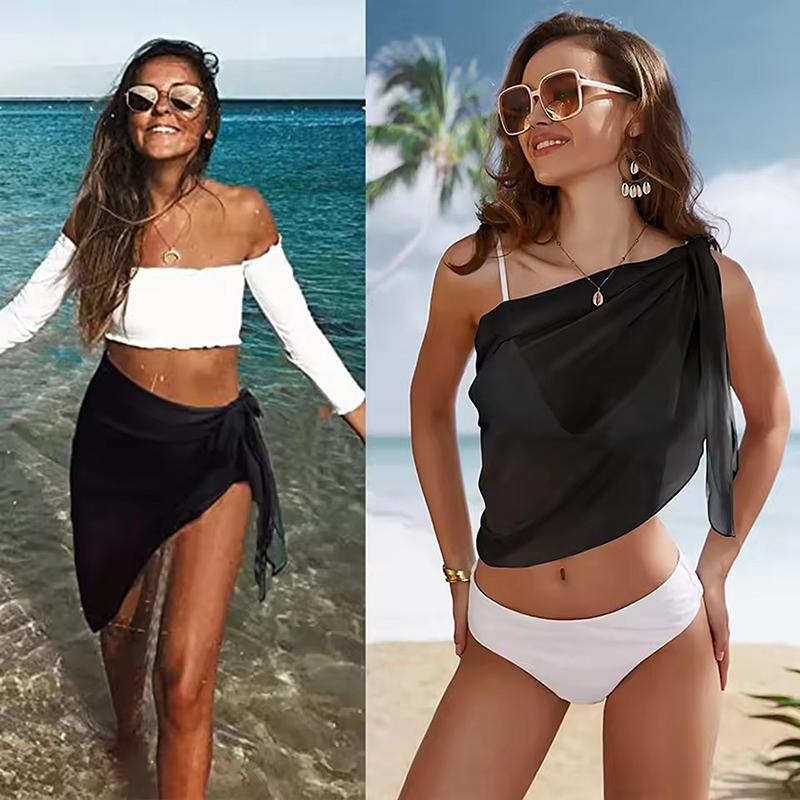 Women Chiffon Short Sarongs Cover Ups Skirt Without Bikini Beach Swimsuit Bathing Suit Wrap Skirt For Swimwear Summer Cover Ups