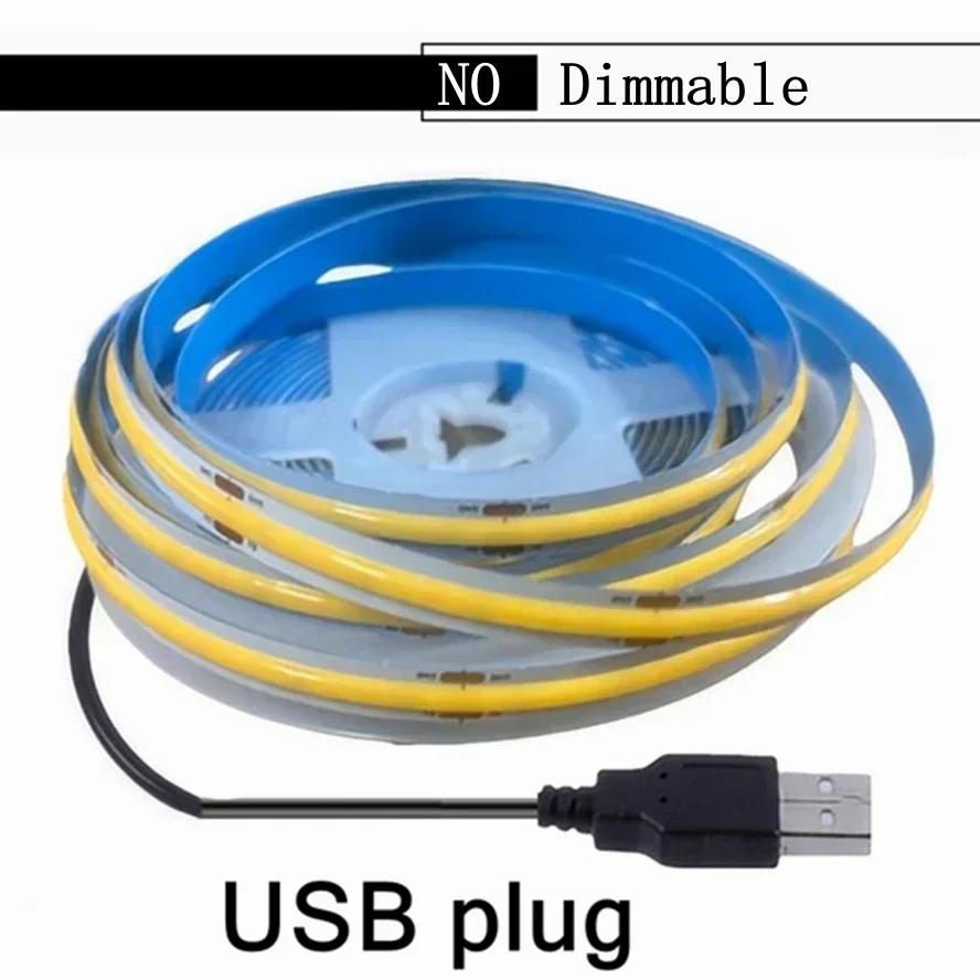 Super Jasne USB DC 5V COB Taśma LED 1m 2m 3m 4m 5m Z Czujnikiem Machania Ręką/ Ściemnianym Przełącznikiem Dotykowym/ Przełącznikiem Wciskowym 320LEDs/m