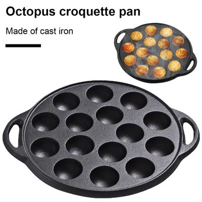 Planche de cuisson Takoyaki antiadhésive à 15 trous, poêle en fonte Takoyaki, plaque de cuisson pour boules de poulpe, crêpes
