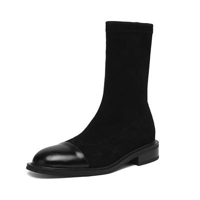 Krazing Po Microfiber Flock Winter Round Toe Size 33 Chelsea Boots Size 43 Zipper High Quality Low Heels Ankle Boots