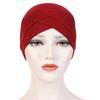 1Pc Hijab Breathable Solid Color Female Head Wrap Cross Forehead Polyester Headwrap Women's Turban