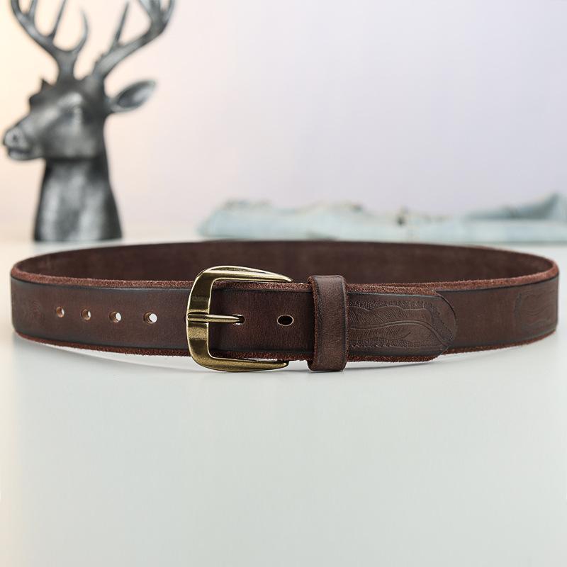 Personalitate Retro Primul Strat Piele de Vacă Gravat Curea Bărbați Piele Cataramă cu Ac Modă Lejeră Blugi Pantaloni Casual Curea