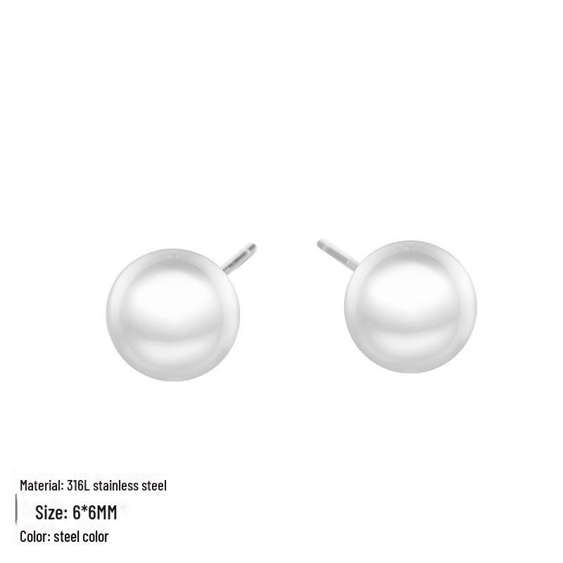eManco Korean Simple Imitation Pearl Earrings, 4/6/8mm, Stainless Steel Gold-Plated
