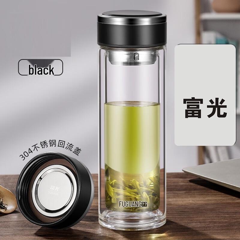 Fuguang Double-Layer Glass Tea Cup with Lid