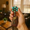 Turquoise Colored Flower Bag Clip Keychain, Backpack, Wallet Accessories