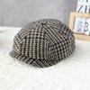 25 Early Autumn New Beret Female British Painter Hat Male Casual Plaid Retro Forward Hat Tide