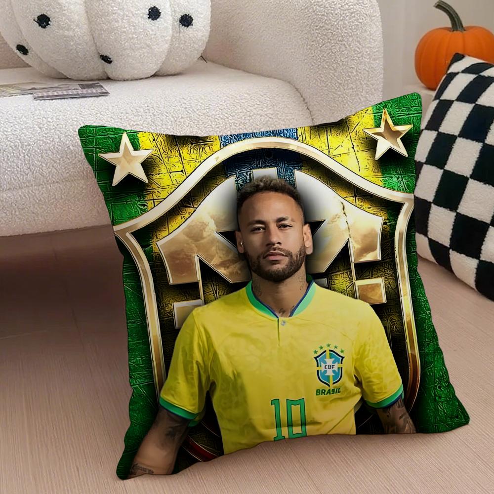 Brazilian Handsome Athlete NNeymar Jr Cushion Cover Throw Pillow Cover Hidden Button Durable Polyester Chair Cushion