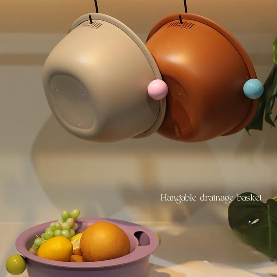 Kitchen Fruit Tray Removable Double Layer Fruit and Vegetable Basin Draining Basket Creative Household Washing Basket