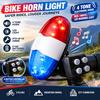 Bike Horn Light with 4-Tone Electronic Horn and LED Warning Light, Handlebar Mount, Fits <=24mm Bars, Batteries Not Included