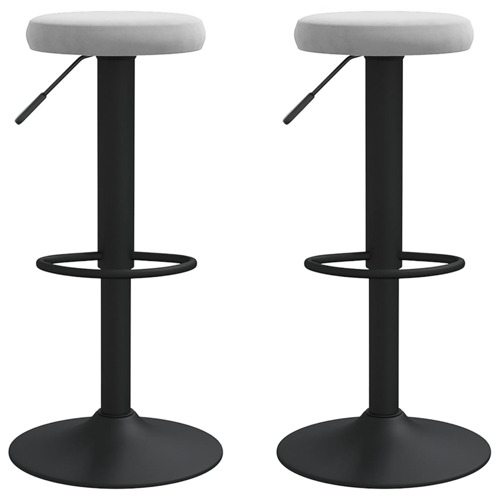Vidaxl Bar Stools, 2 Pcs, Light Gray, Upholstered In Velvet