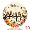 Vintage Round Tin Sign, Metal Wall Art with Birds & Flowers, Outdoor Decor