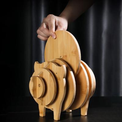 Set di cuscinetti isolanti in legno a forma di animale, sottopentola antiscivolo antiscottatura per piatti caldi, animali 3D