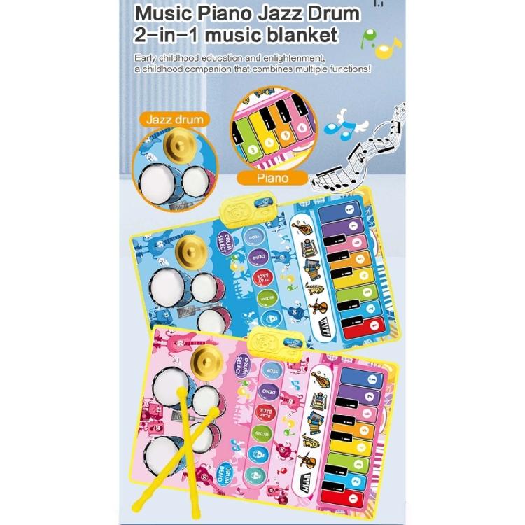 Interactive Kids Piano Playmat With Drum Sounds Musical Learning Toy for Creative Game & Physical Development