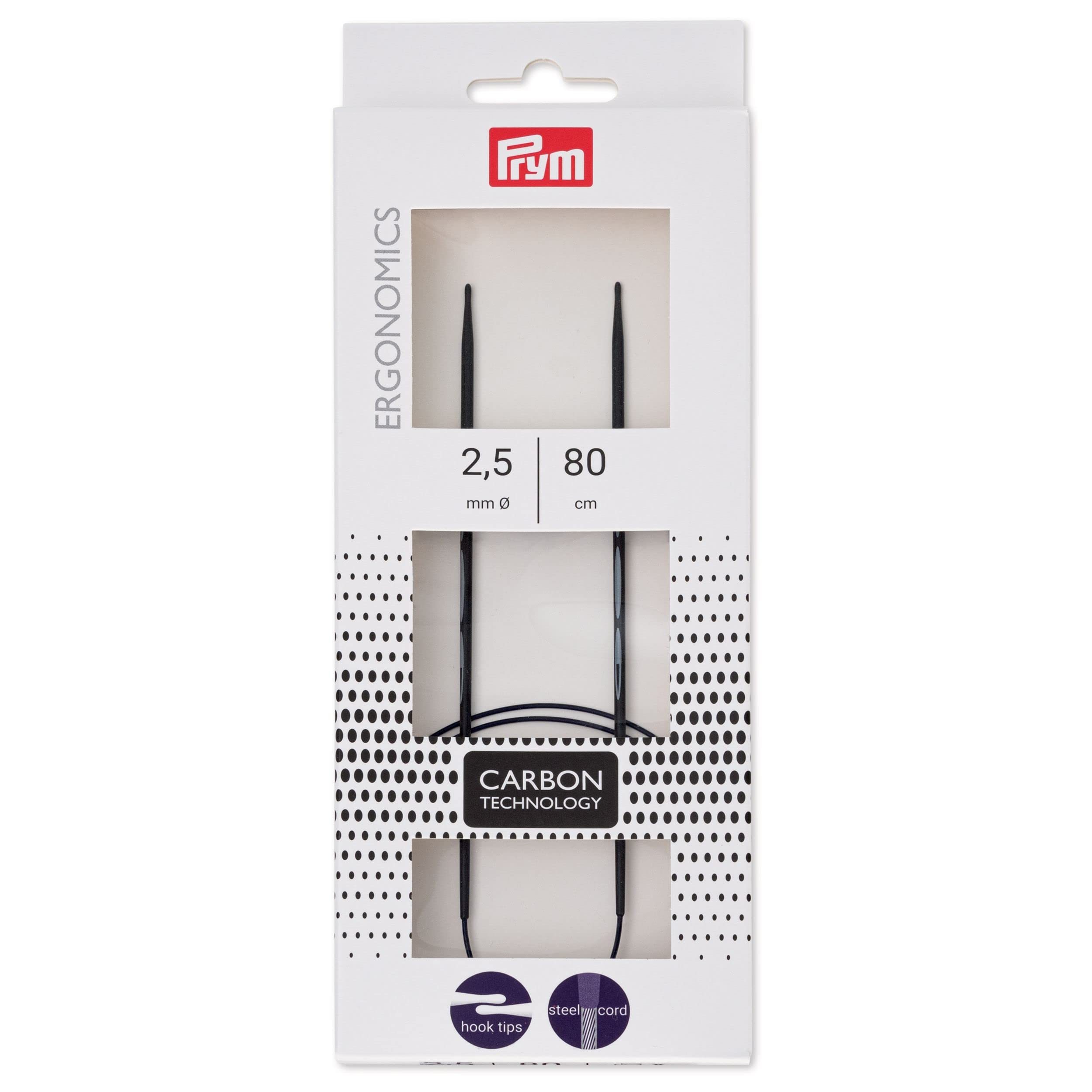 Круговые спицы Prym Ergonomic PRM215301, 80 см, 2,5 мм, Черные, чёрный