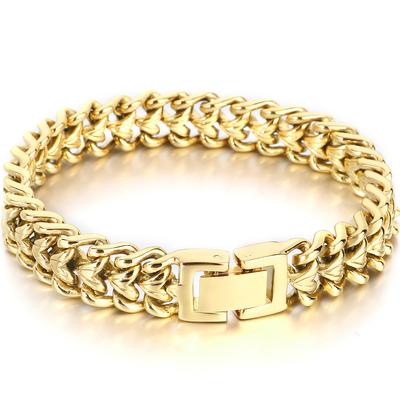 Herrenarmbänder Geflochtenes Herzform-Kielkettenarmband für Männer 316L Edelstahl Schmuckzubehör Luxus Goldfarbe