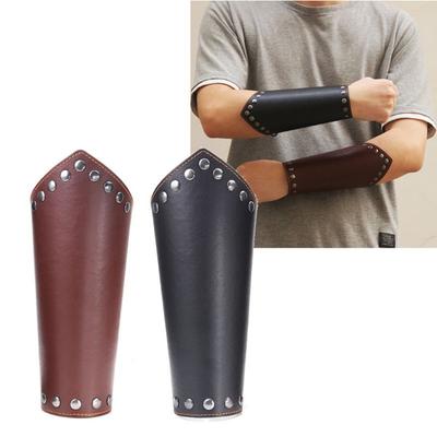 Paquete de 2 Brazales de Cuero Sintético Caballero Medieval Guantelete de Cuero Muñequera XUF