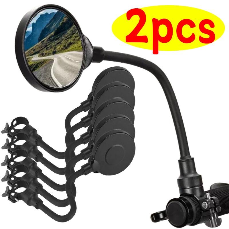 1/2PCS 360 Rotatable Adjustable Rearview Mirror Motorcycle Bendable Hose Mountain Road Bike Rearview Handlebar Grips Mirrors
