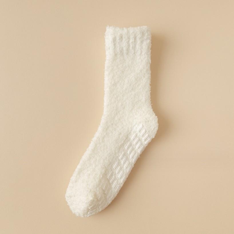 Autumn Winter Non-shedding Coral Fleece Socks Non-slip Adhesive Thickened Warm Couple's Half-fleece Floor Sleep Socks