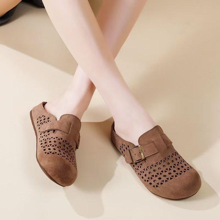 

Half-slip-on Women s Shoes, Breathable Flat-bottomed Soft-soled Shoes, Versatile Casual Shoes 40 коричневий