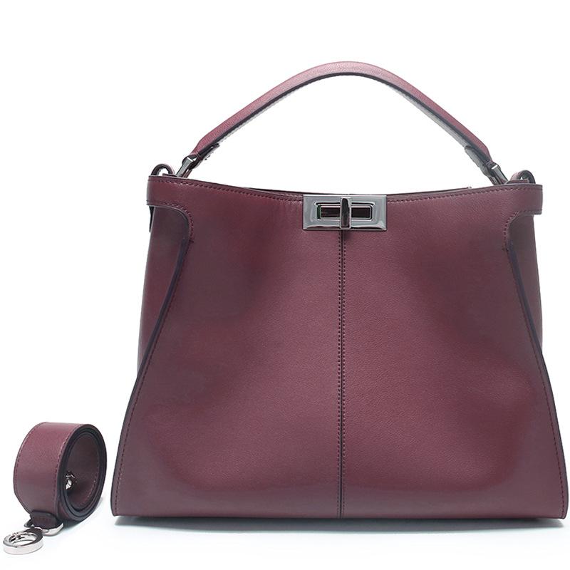 New Leather Workplace Atmosphere European and American Style Bucket Bag Women's Fashion Cowhide Women's Bag Large Capacity Retro Shoulder Bag