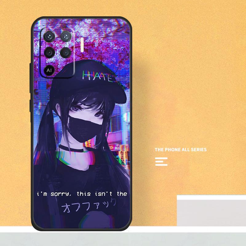 Vaporwave Glitch Anime Case For Oppo A40 A60 A80 A78 A98 A58 A38 A18 A54 A74 A94 A96 A76 A16 A15 A17 A57 A5 A6 Pro