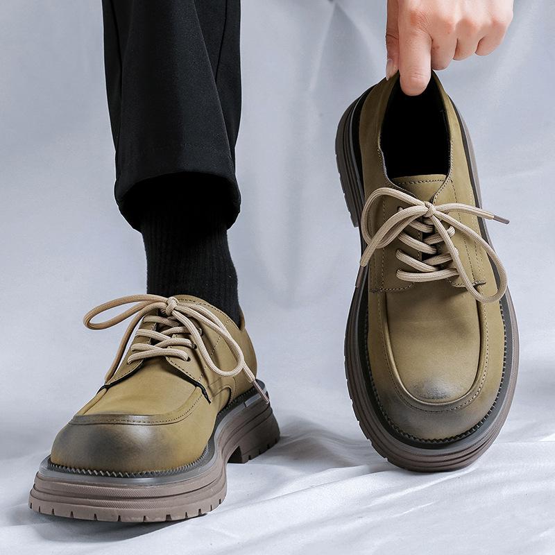 New design sense niche leather shoes men's spring and autumn 2024 British style lace-up Korean versatile single shoes 44316-A