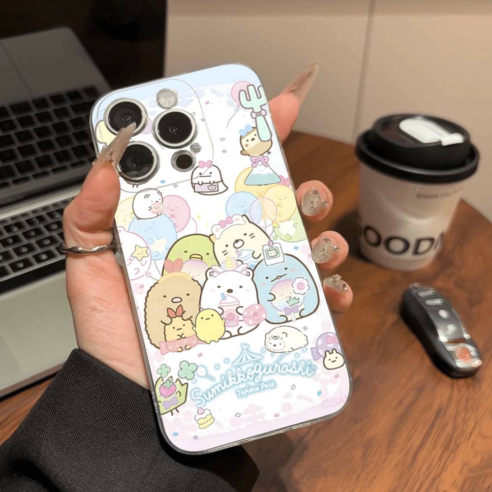 Anime S-Sumikko G-Gurashi  Transparent TPU Phone Case for iPhone 17 11 12 13 14 15 16 Pro Max 16 Plus Cover
