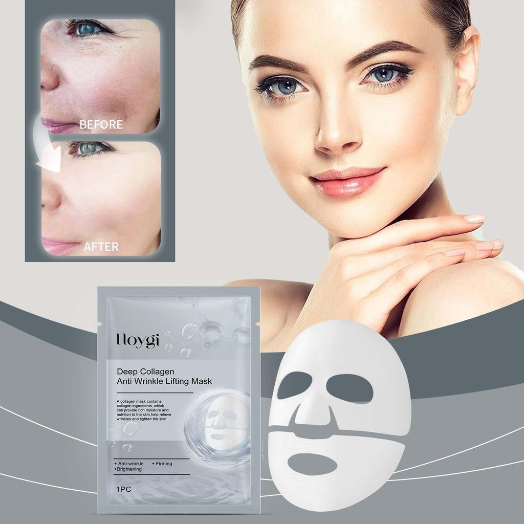 Hoygi Collagen Anti-Wrinkle Facial Mask Moisturizes, Hydrates, Tightens Skin, and Reduces Fine Lines
