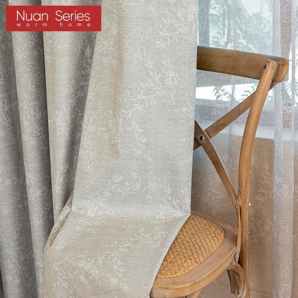 1PC Nuan Series Light Luxury Retro Solid-color Gray Fully Blackout Curtains for Bedroom Living Room Balcony Window for Home Decor