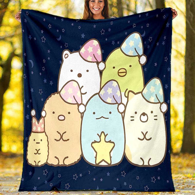 Sumikko Gurashi1 printed throw blanket—lightweight,soft,warm;versatile blanket for all seasons—perfect as &air-conditioning throw,nap blanket