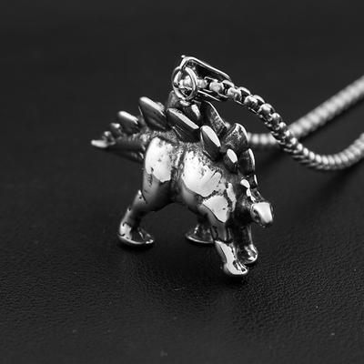 Creative 316L Stainless Steel Cute Dinosaur Necklace for Men Women Unique Animal Pendant Biker Amulet Jewelry
