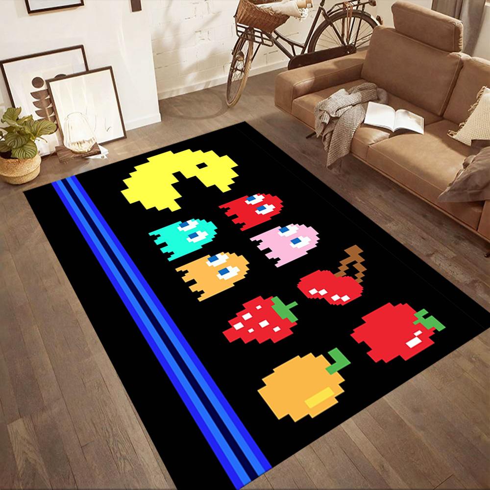 Pac-man Adventure Square rugs are a great choice for living rooms, bedrooms, home décor, and as gifts.