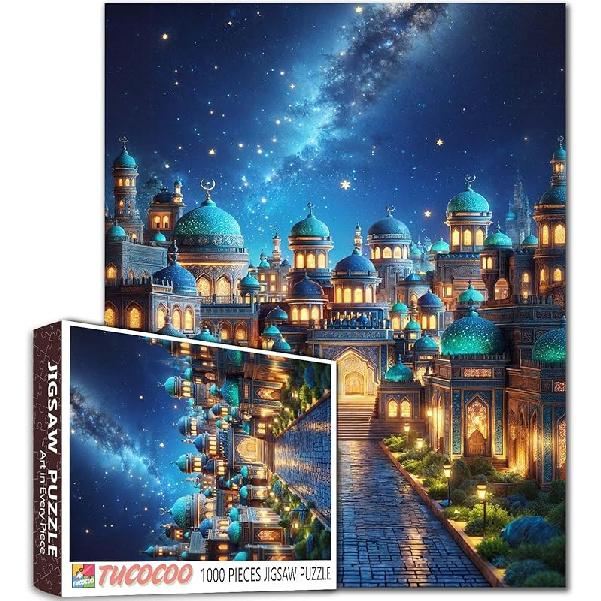 Tucocoo Jigsaw Puzzles 1000 Pieces for Adults-Colorful Seaside Town Hardboard Puzzle-Challenging Puzzle Perfect for Game Nights-DIY Home Wall