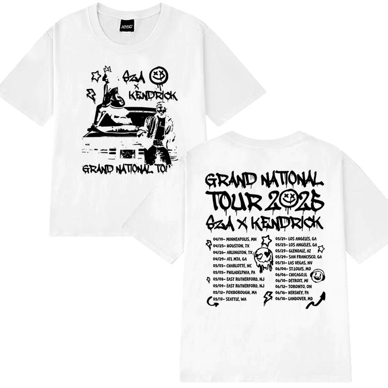 Nové Kendrick Lamar SZA Grand National Tour 2025 Tričko Pánské Dámské vintage Hip Hop streetwear Unisex Bavlna krátký rukáv trička