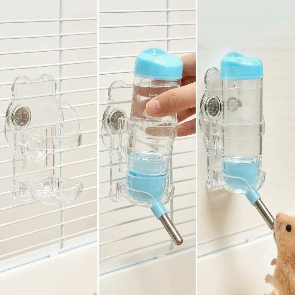 Adjustable Hamster Water Bottle Holder Transparent Small Pet Feeder Stand Guinea Pig