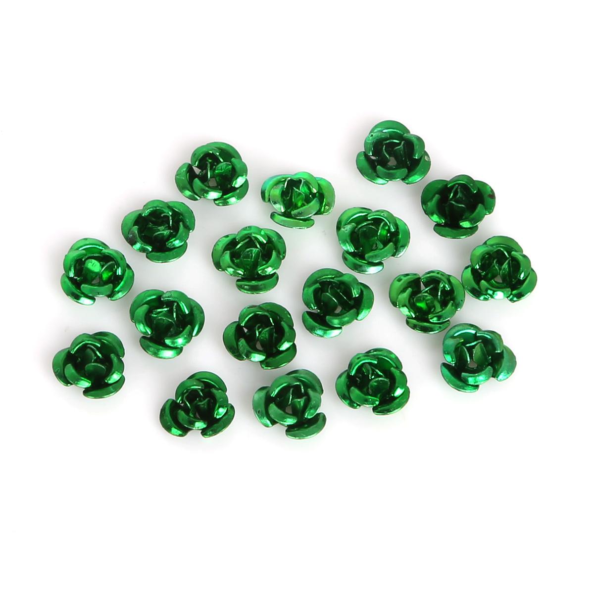 

100 шт., алюминиевые украшения в форме роз, производство, свадебная вечеринка, сделай сам, украшения, разноцветные бусины, украшение для дома 6mm зелёный