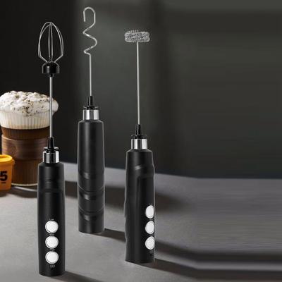 Black Electric Milk Frother Handheld Rechargeable Mini Foam Maker Whisk Stirrer for Coffee Hot Chocolate and Eggs Black