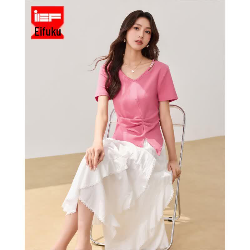 IEF Minimalist Solid Color Casual Top L