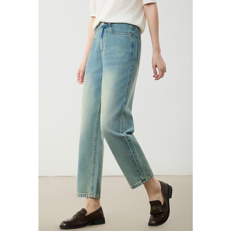 Women s Retro Washed Slim-fit Cropped Jeans S
