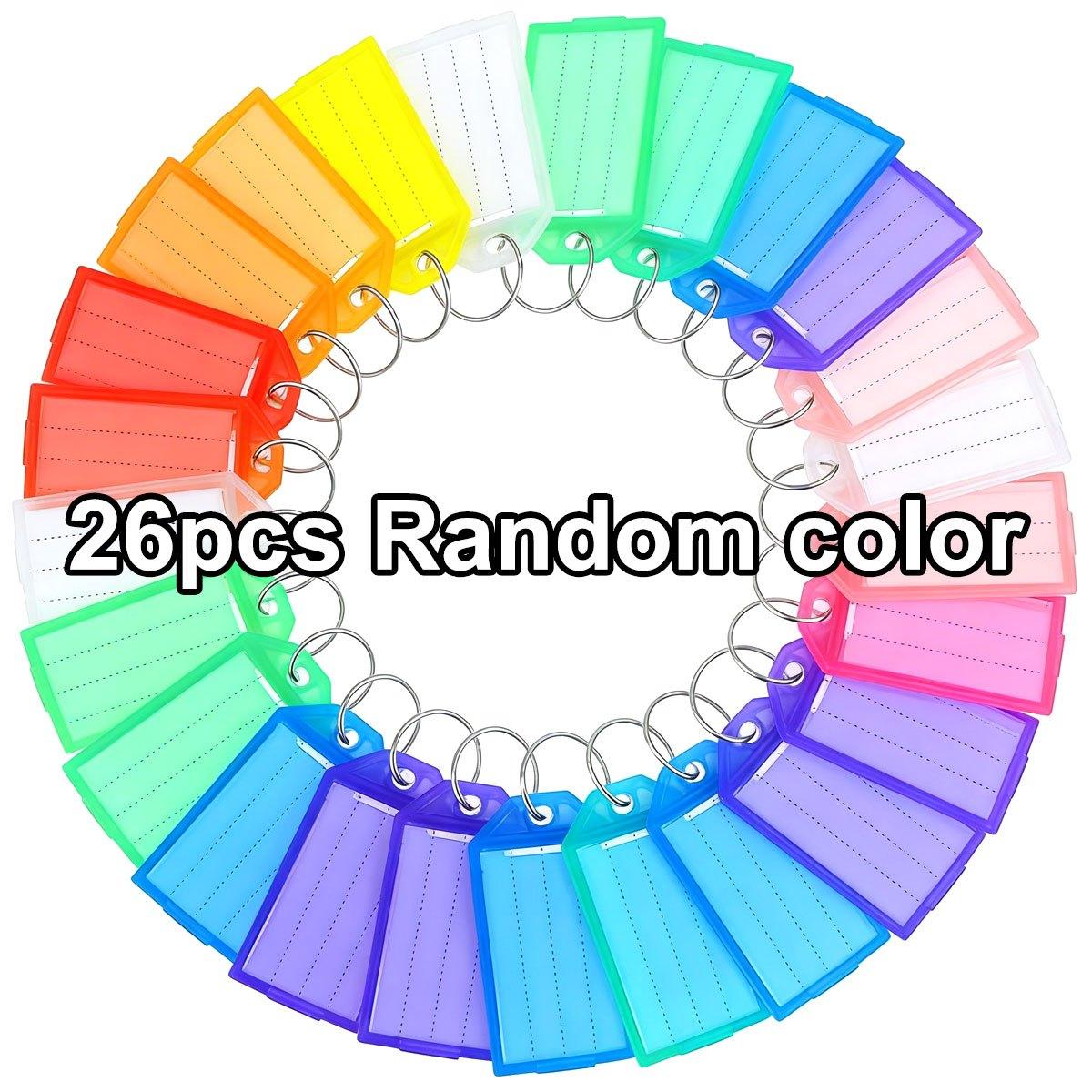 

26Pcs Colorful Transparent Plastic Flap Key Labels - Reusable Double-Sided DIY Marking Tags | for Keychains, Airport ZSY