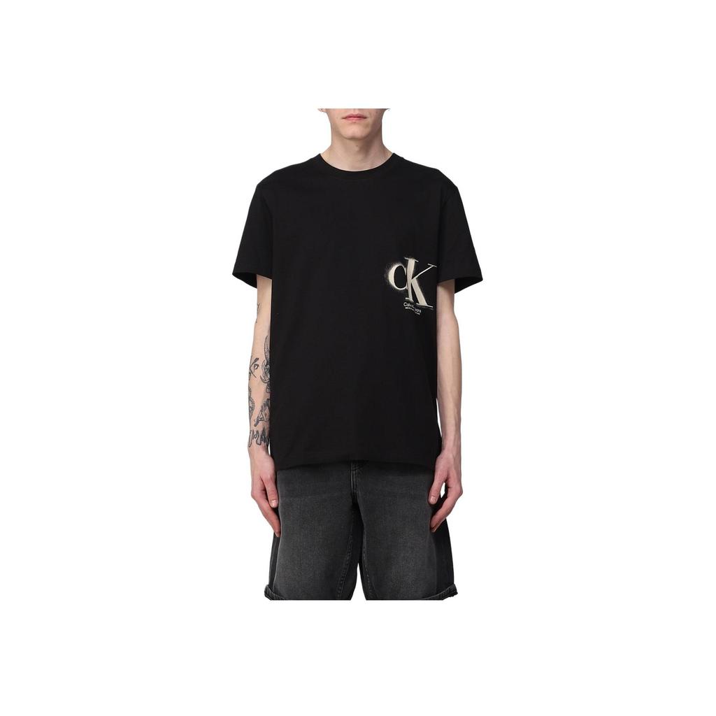 Calvin Klein Ss23 Logo Print Crew Neck Short Sleeve T-Shirt Men Tops Black J30J322875-BLK