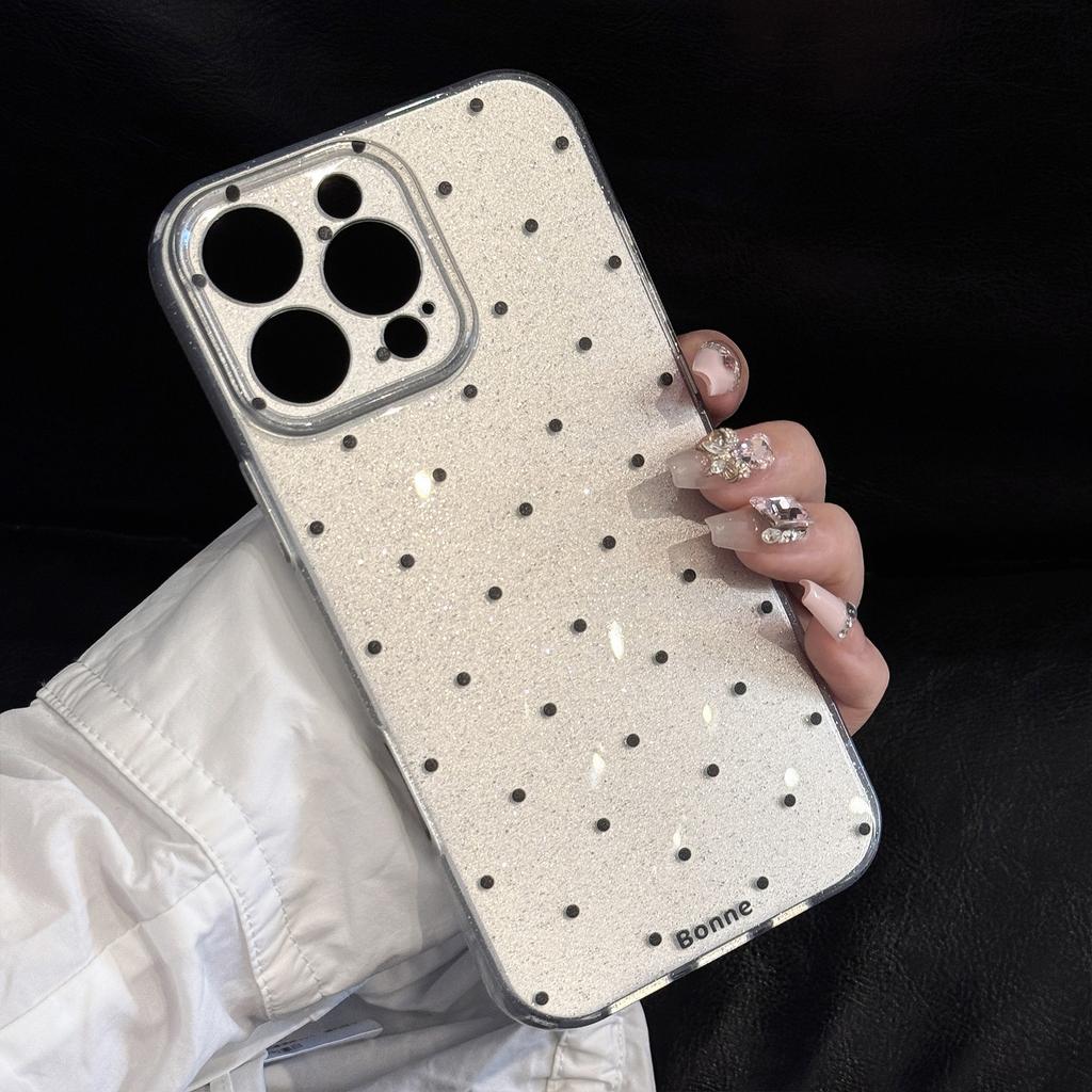 Simple Polka Dots Suitable for Apple 16 Promax Mobile Phone Case Iphone15 Personality 14 Glitter 13 High End Retro