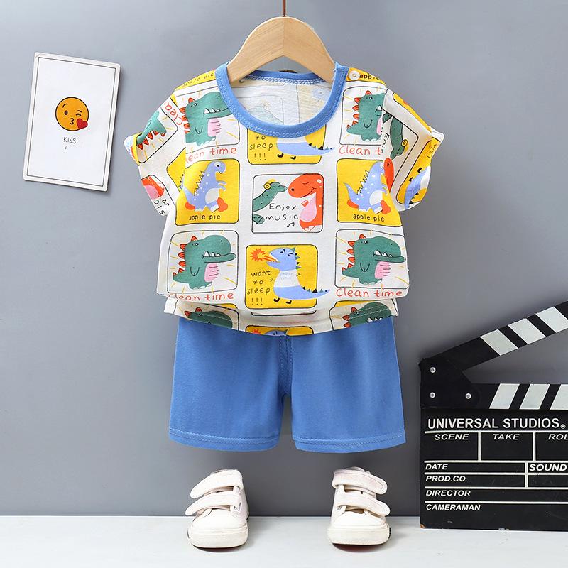 Korean Style Summer Cotton Outfit: Boys' Shorts and Girls' Short-Sleeve Set