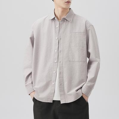 Neues Japanisches Retro Frühling Langarmhemd Herren Oxford Baumwolle Hemd Amerikanischer Stil