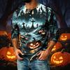 Men's Casual Raglan Three-Quarter Sleeve Shirt Halloween Print