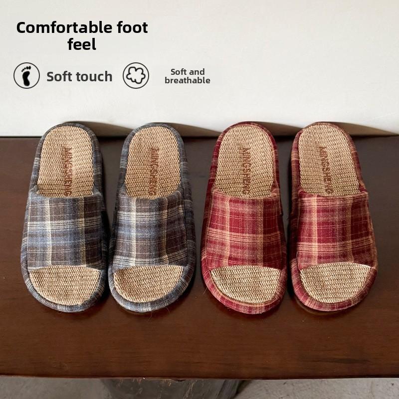 Hanbok Linen Slippers For Adults Nonslip Comfort Home Footwear For Couples