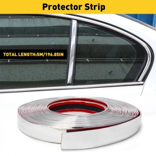 2cm Chrome Molding Strip Trim Car Door Window Bumper Side Trime Protector 16FT