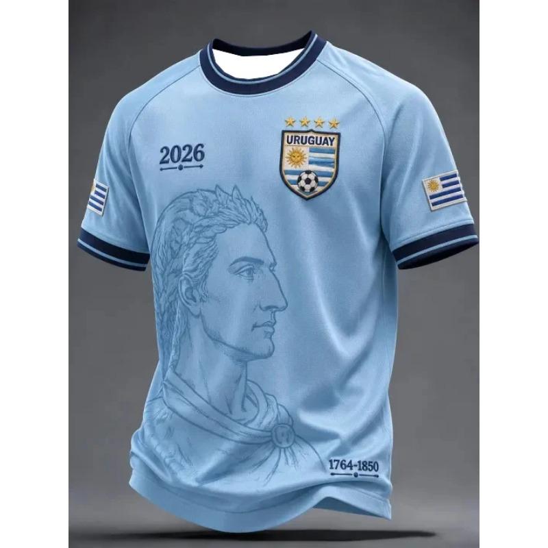 Uruguay Football Fan T-shirt Short Sleeved Breathable Quick Drying Street Wear Casual Football Shirt Fashionable Men 2026 New