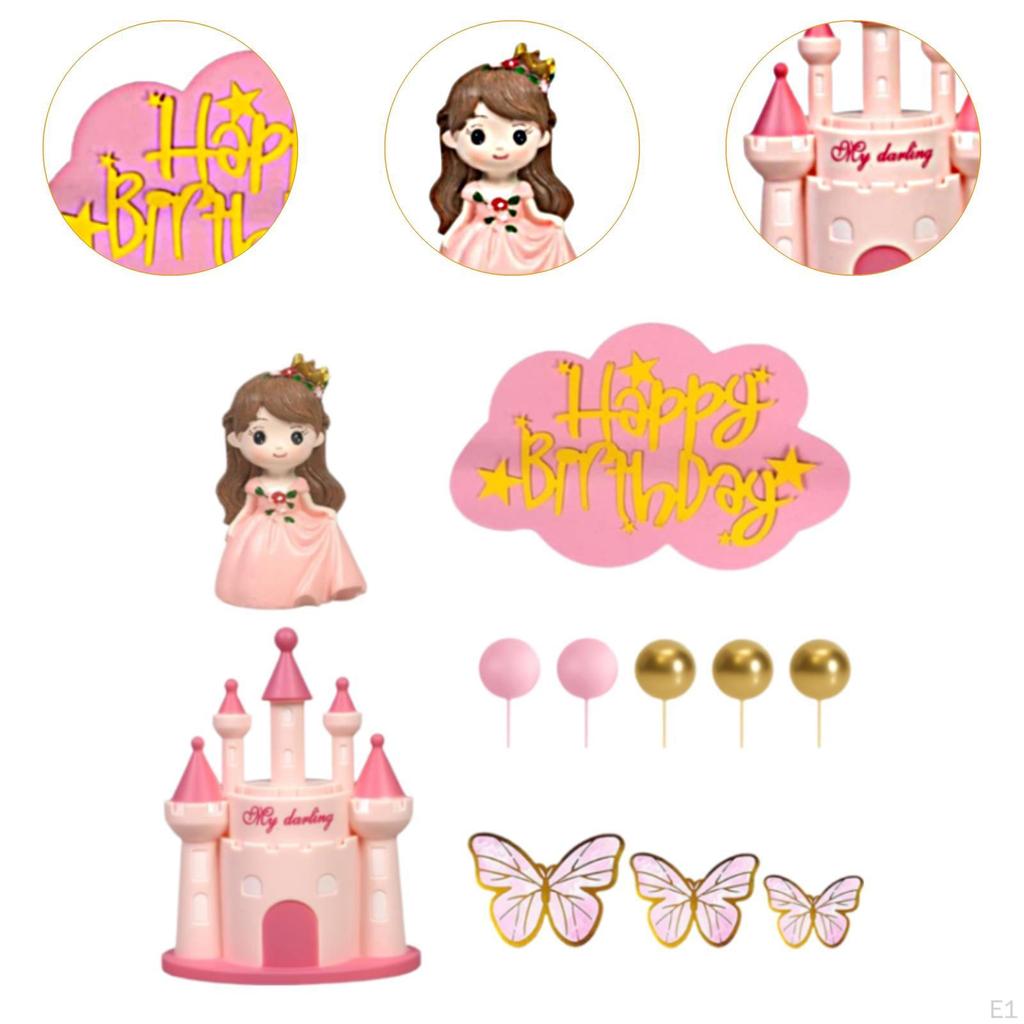 18 Pieces Princess Cake Toppers,Castle Decoration,Cute Theme, Shower Supplies,with