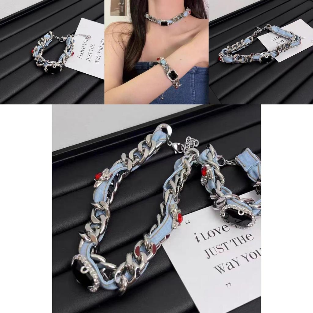 Y2k Hot Ruby Element Necklace Womens Fashionable Geometric Jewelry Chain